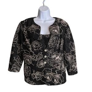 Alex Evenings Women's Beaded Rose Tank Top Jacket Set Size L Dressy Occasions